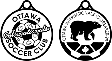 back and front images of the 1998 icrebreaker medal-polar bear
