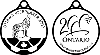 back and front images of the 1998 icrebreaker medal-howling wolf