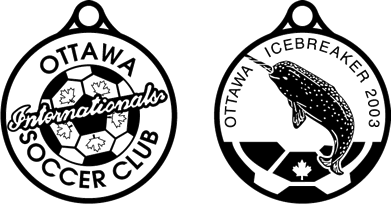 back and front images of the 1998 icrebreaker medal-narwhal